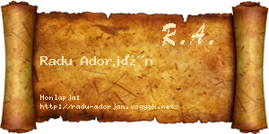 Radu Adorján névjegykártya